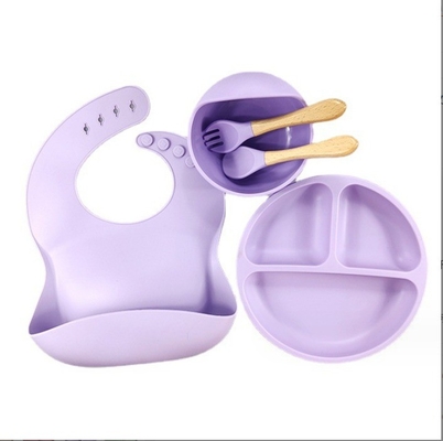 Silikon Baby-Fütterung Set Bpa-freies Essensgeschirr mit Schüssel-Flasche Löffel und Bib