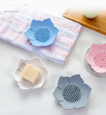 Moderne Badezimmer Seife Halter mit Doppelschicht Blumen-Design und nicht rutschfähige Silikon-Tray