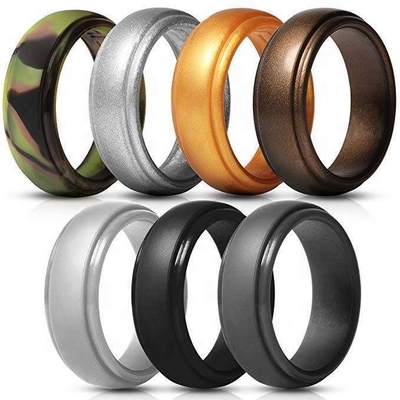Silikon-Hochzeitsring für Männer Schritt Edge Schlankes Design 4 Packungen Singles Formen Service