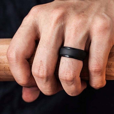 Silikon-Hochzeitsring für Männer Schritt Edge Schlankes Design 4 Packungen Singles Formen Service