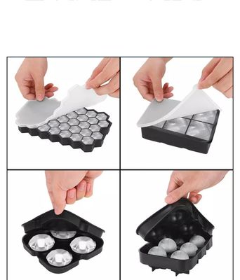 6-Loch-Runde Eiskugel-Form mit Honigkraut-Quadrat-Eis-Tray und Diamant-Eiswürfel-Tray
