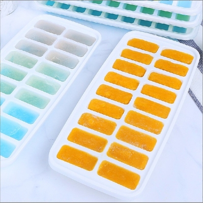 18 Hohlraum Umweltschutzfreundliche Silikon-Eiswürfel Tray Form mit abnehmbarem Deckel Dauerstoff