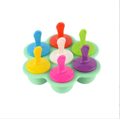 Lebensmittelqualität Silikon-Eisform 7 Löcher Eiscreme DIY Eiscreme-Box Silikon-Eiscreme-Form