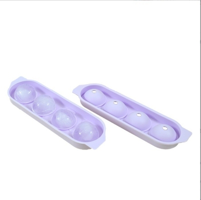 Silikon-Eiswürfel Tray Formen Kristallklar 4 Hohlraum tragbare runde Kugel Kugelmacher