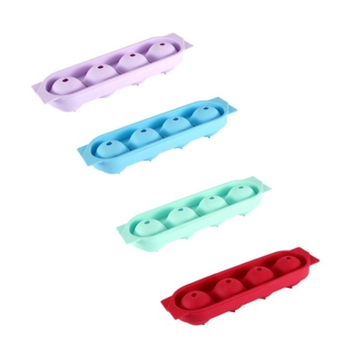 Silikon-Eiswürfel Tray Formen Kristallklar 4 Hohlraum tragbare runde Kugel Kugelmacher