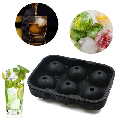 Eiscreme-Hersteller haben 6 Hohlräume für Lebensmittel Silicone Eiswürfelkugel-Trägform mit Deckel