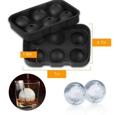 Eiscreme-Hersteller haben 6 Hohlräume für Lebensmittel Silicone Eiswürfelkugel-Trägform mit Deckel