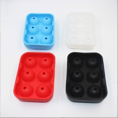 Eiscreme-Hersteller haben 6 Hohlräume für Lebensmittel Silicone Eiswürfelkugel-Trägform mit Deckel