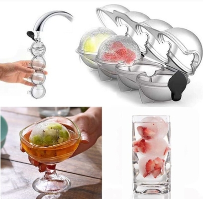 DIY Silikon-Eismaschine Whiskey Eishockey Vier-Loch-Form Runde Plastik-Eiskugel-Form