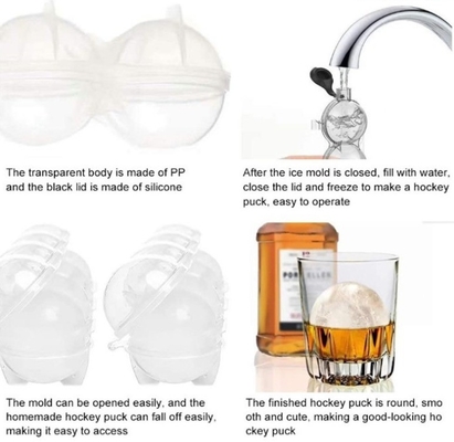 DIY Silikon-Eismaschine Whiskey Eishockey Vier-Loch-Form Runde Plastik-Eiskugel-Form