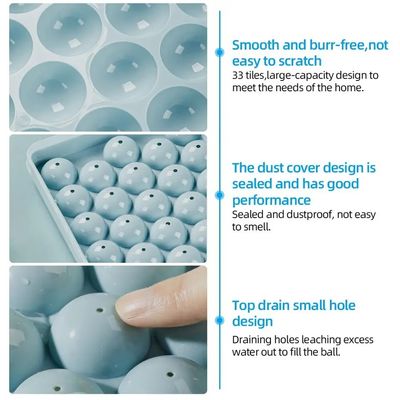 33 Raster Runde Kugel Eiswürfel Tray für Eiswerkzeuge aus umweltfreundlichem PP-Kunststoff