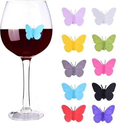 Silikon Cute Butterfly Design Wein Glasflasche Becher Tasse Identifizierungs-Tags