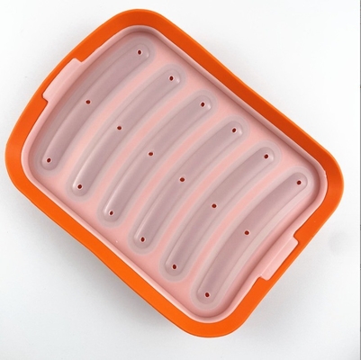 Kuchen-Werkzeuge Lebensmittel-Grad DIY wiederverwendbare Silikon-Wurst Schimmel machen mit 6 Hohlräumen Hot Dogs Backschimmel