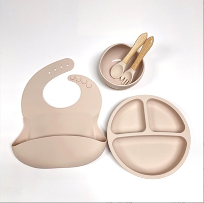 Silikon Baby-Fütterung Set Bpa-freies Essensgeschirr mit Schüssel-Flasche Löffel und Bib