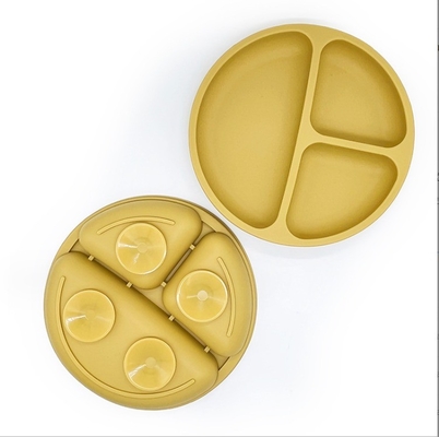 BPA-freie, rutschfeste Babydinnerplatte aus Silikon mit Saugbecher und Lebensmittelmaterial
