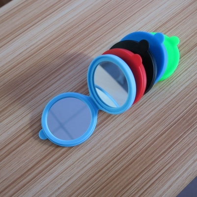 Silikon Taschenspiegel Runder Glas Silikon Make-up Kompaktes Spiegel für tragbare Us