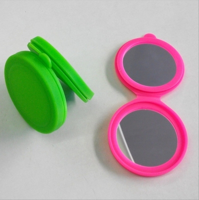 Silikon Taschenspiegel Runder Glas Silikon Make-up Kompaktes Spiegel für tragbare Us