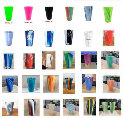 Silikon-Tasse für Lebensmittel, zusammenklappbar, unzerbrechlich Trinkbecher für Reisen, gemischte Farbe