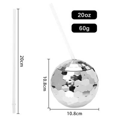 600 ml einzigartige Disco-Ballbecher Elektroplattiert Flash Kugelförmige Doppelwand Plastikbecher