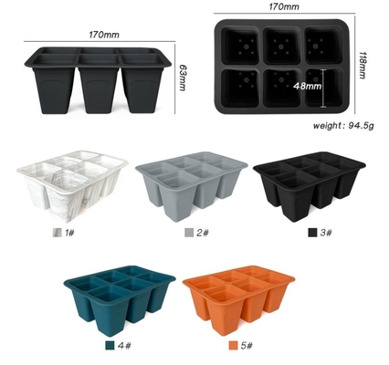 6 Zellen Silikon-Plastik-Kinderzimmer-Tablets Quadrate Blumenkrüge Pflanzereien für die Gartenbearbeitung