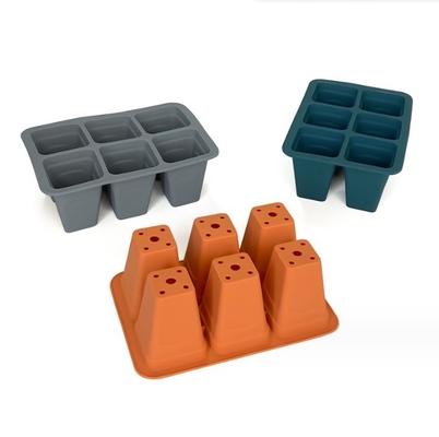 6 Zellen Silikon-Plastik-Kinderzimmer-Tablets Quadrate Blumenkrüge Pflanzereien für die Gartenbearbeitung